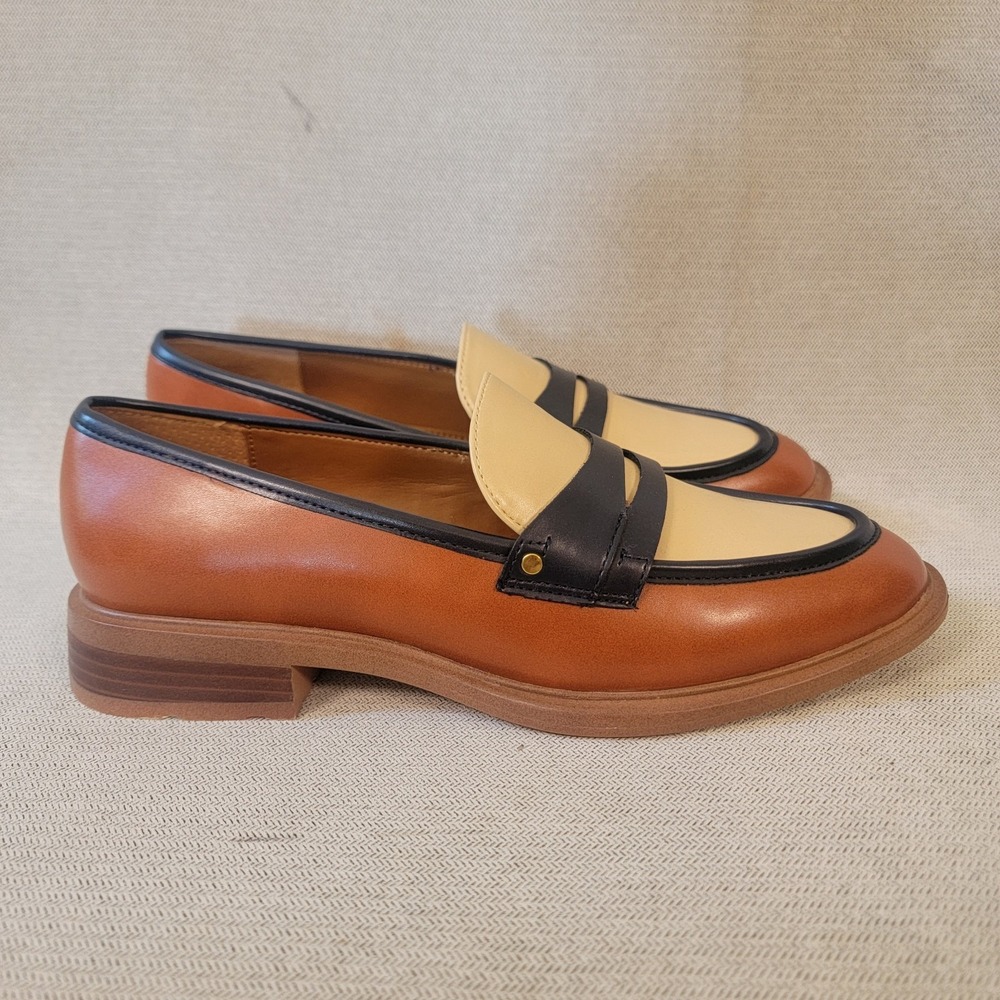Franco Sarto Edith 2 Penny Loafers Faux Leather Colorblock Womens 8.5 NEW Shoes